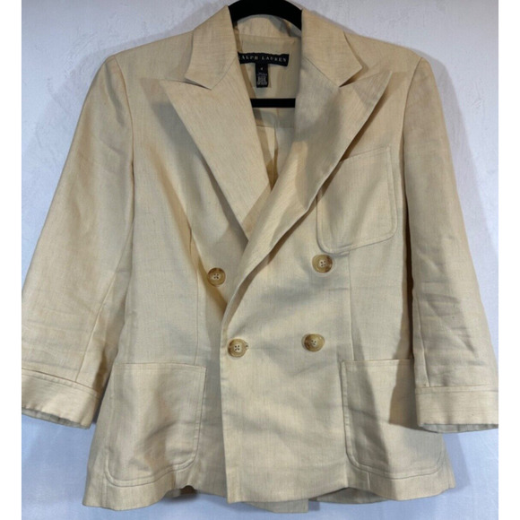Ralph Lauren Black Label Jackets & Blazers - Ralph Lauren Black Label 4 Linen Wool Double Breasted Sport Jacket Cream E4